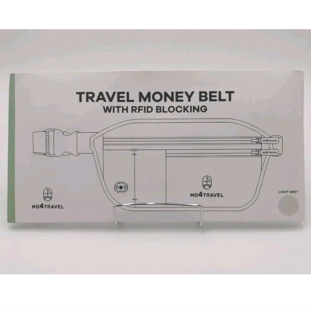 MO4Travel Travel Money Belt With RFID Blocking Adjustable Light Grey